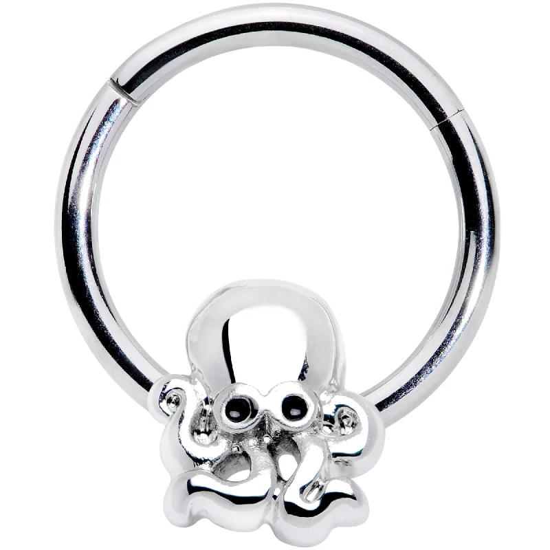 Nose Rings for Personal Style -16 Gauge 3/8 Black Gem Nautical Octopus Hinged Segment Ring Nose Rings for Personal Style -16 Gauge 3/8 Black Gem Nautical Octopus Hinged Segment Ring