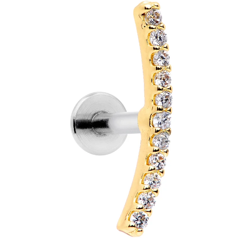 Women's Earrings – Elegant Designs for Every Personality--16 Gauge Clear CZ Gem Gold Tone Captivating Cartilage Tragus Earring