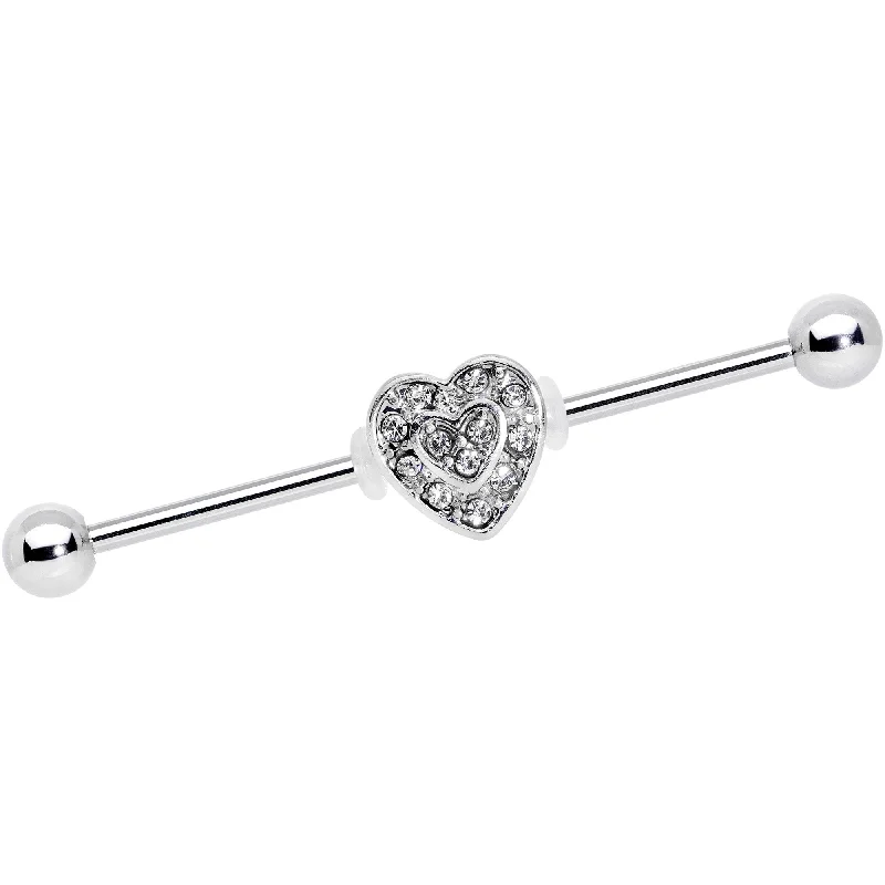 Women's Earrings – Elegant Designs for Every Personality--14 Gauge Valentines Day Gem Heart Straight Industrial Barbell 38mm Women's Earrings – Elegant Designs for Every Personality--14 Gauge Valentines Day Gem Heart Straight Industrial Barbell 38mm