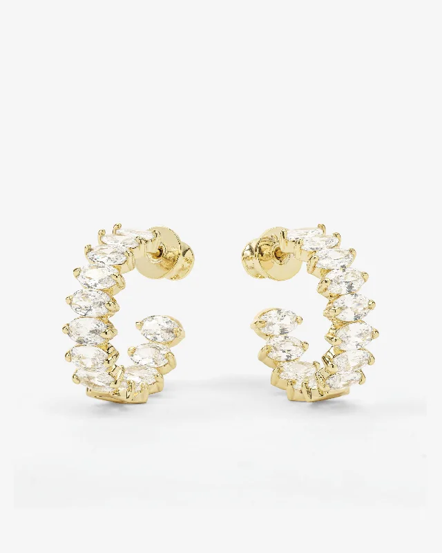 Women's Earrings – Elegant Designs for Every Personality--Baby "She's So Fine" Hoops .75" - Gold|White Diamondettes Women's Earrings – Elegant Designs for Every Personality--Baby "She's So Fine" Hoops .75" - Gold|White Diamondettes