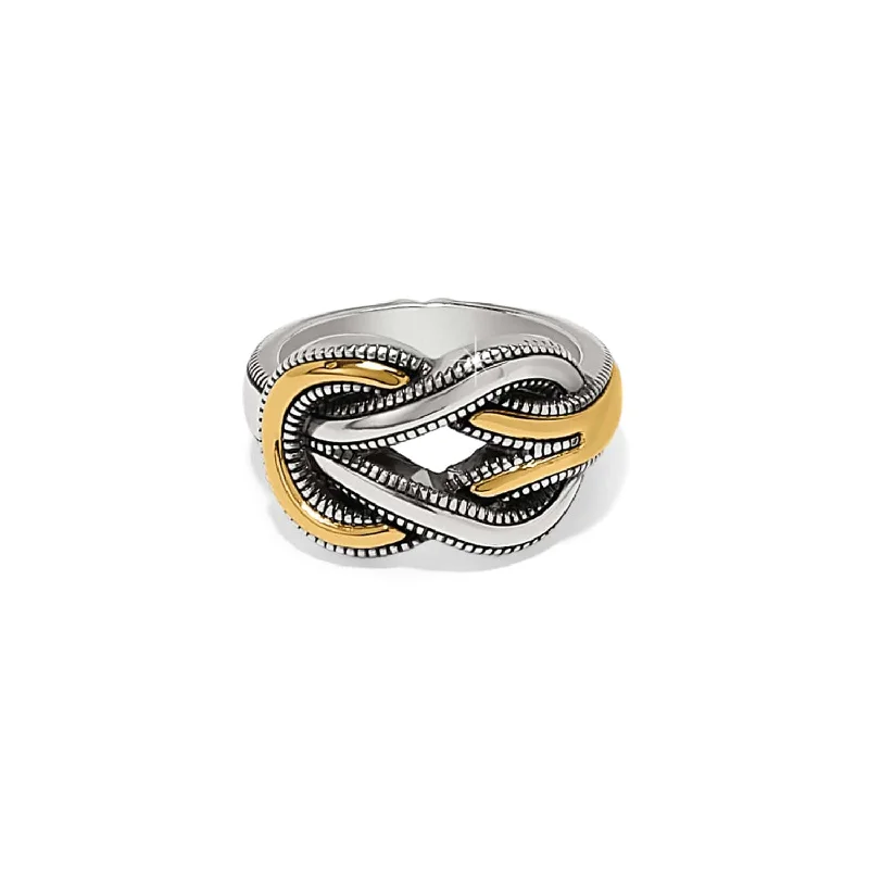 Chic Women's Rings for Fashion-Forward Looks-Interlok Harmony Two Tone Ring