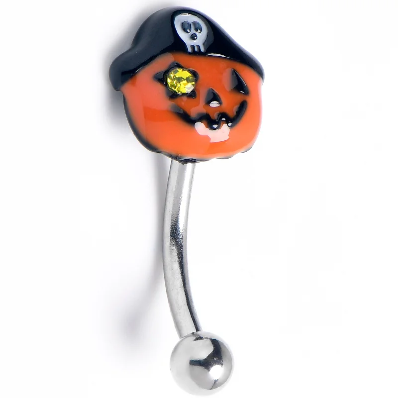Women's Earrings – Elegant Designs for Every Personality--16 Gauge 5/16 Yellow Gem Orange Pirate Pumpkin Curved Eyebrow Ring