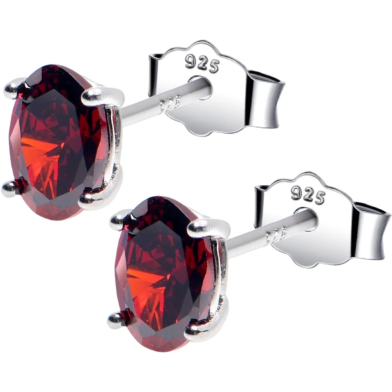 Women's Earrings – Elegant Designs for Every Personality--4mm CZ Oval 925 Sterling Silver January Birthstone Stud Earrings