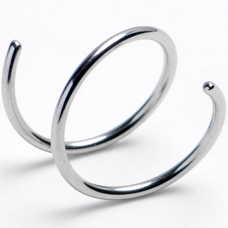 Rose Gold Nose Rings -20 Gauge Double Hoop 316L Surgical Steel Left Spiral Nose Ring Rose Gold Nose Rings -20 Gauge Double Hoop 316L Surgical Steel Left Spiral Nose Ring