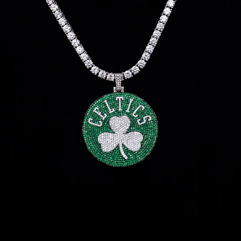 Exclusive Men's Necklaces & Pendants for the Modern Gentleman-Large Boston Celtics Official NBA Logo Pendant Exclusive Men's Necklaces & Pendants for the Modern Gentleman-Large Boston Celtics Official NBA Logo Pendant