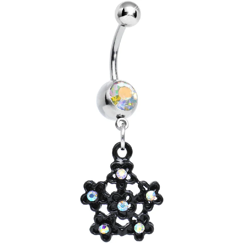 Stylish Belly Rings for Glamorous Appeal -Aurora Gem Flowering Dark Winter Snowflake Dangle Belly Ring Stylish Belly Rings for Glamorous Appeal -Aurora Gem Flowering Dark Winter Snowflake Dangle Belly Ring