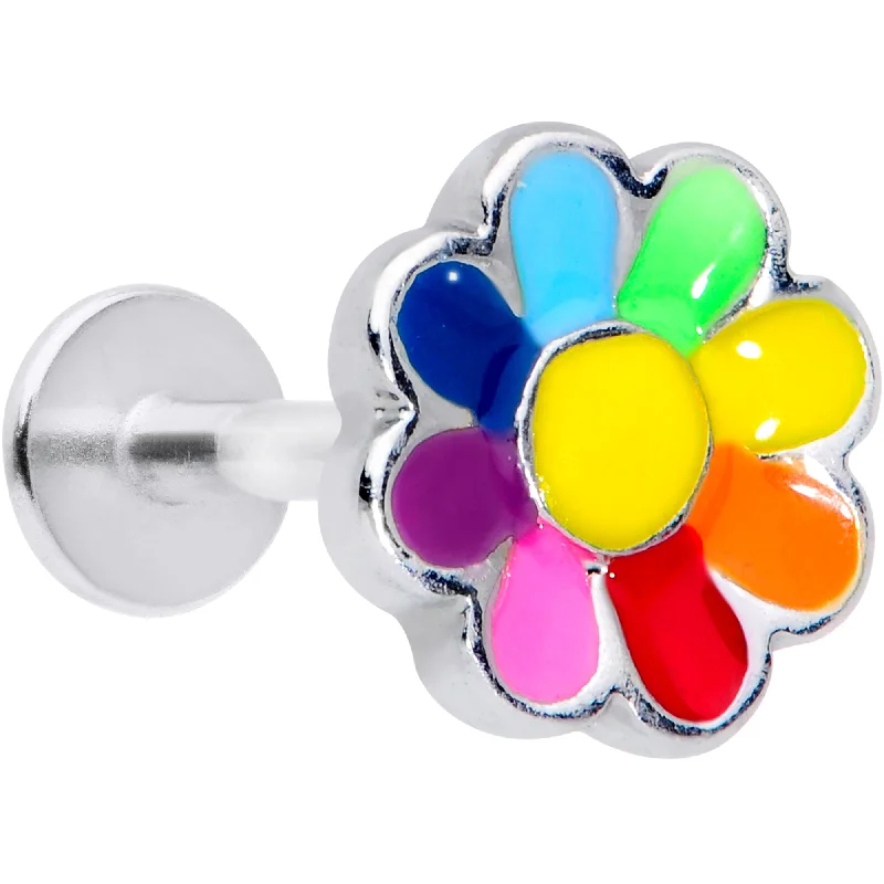 Unique Lip Rings for Stylish Piercings16 Gauge 5/16 Rainbow Hippie Flower Cartilage Labret Monroe Tragus