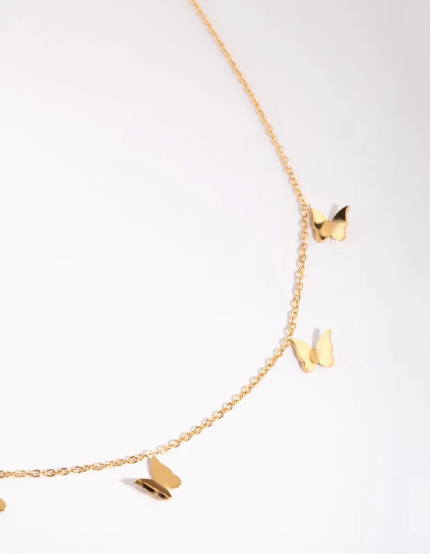 Shop Classic Women's Necklaces & Pendants with a Modern Twist-Waterproof Gold Plated Stainless Steel Butterfly Charm Necklace Shop Classic Women's Necklaces & Pendants with a Modern Twist-Waterproof Gold Plated Stainless Steel Butterfly Charm Necklace