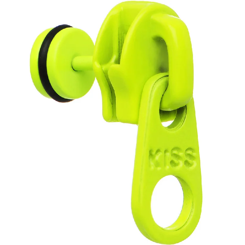 Women's Earrings – Elegant Designs for Every Personality--Light Green Neon Enamel Kiss Zipper Cheater Plug