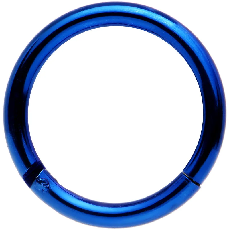 Stainless Steel Lip Rings14 Gauge 3/8 Blue Anodized Hinged Segment Ring