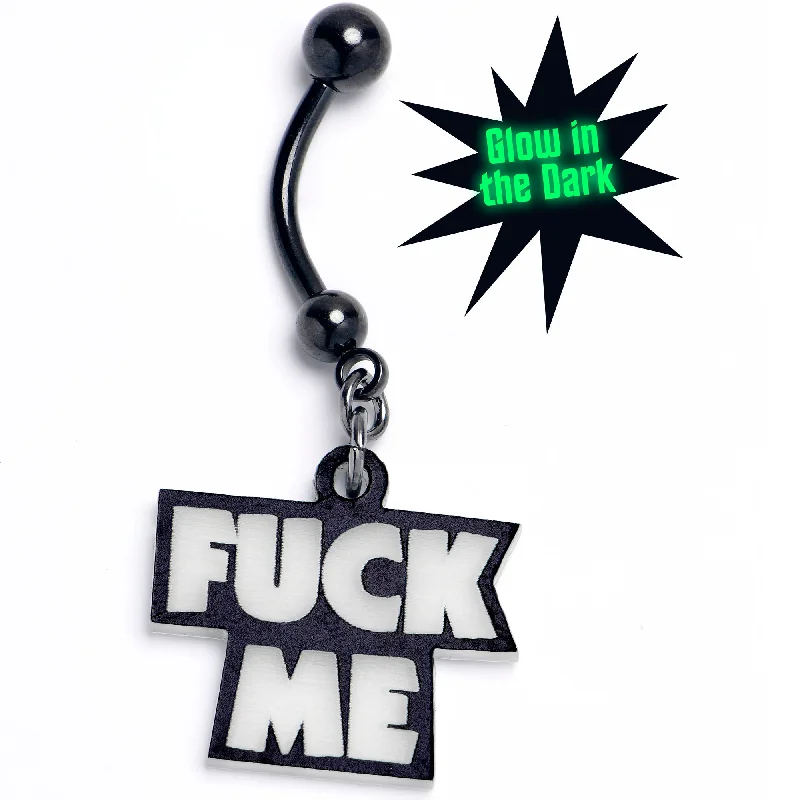 Stylish Belly Rings for Fashionistas -Black Glow in the Dark F*ck Me Dangle Belly Ring Stylish Belly Rings for Fashionistas -Black Glow in the Dark F*ck Me Dangle Belly Ring
