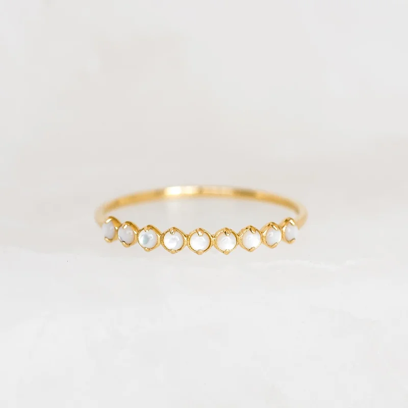 Chic Women's Rings for Fashion-Forward Looks-June Birthstone Ring 14k Gold - Mother of Pearl
