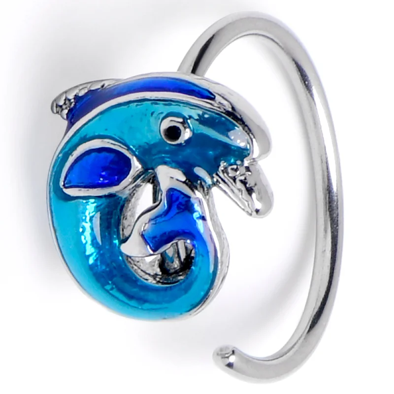 Beautiful Nose Rings with Sparkles -20 Gauge 5/16 Dolphin Blue Beauty Nose Hoop