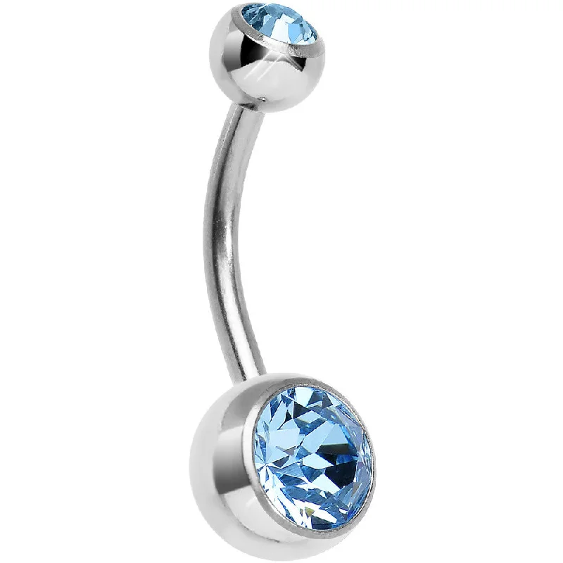 Stylish Belly Rings for Elegant Looks -Aqua Seas Double Gem Titanium Belly Ring 1/2