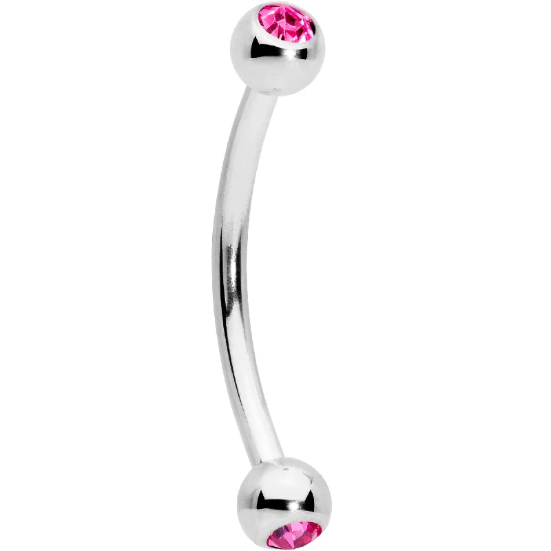 Women's Earrings – Elegant Designs for Every Personality--16 Gauge 1/2 Pink Gem Ball End Curved Barbell