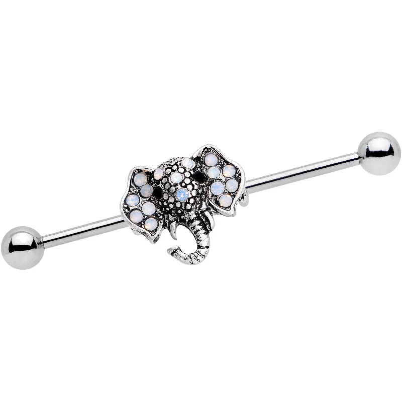 Women's Earrings – Elegant Designs for Every Personality--White Gem Third Eye of the Elephant Industrial Barbell 37mm