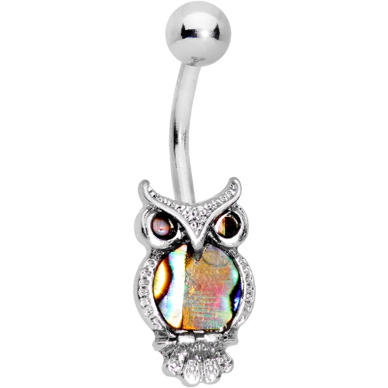 Trendy Belly Rings with Modern Touch -Iridescent Night Owl Belly Ring