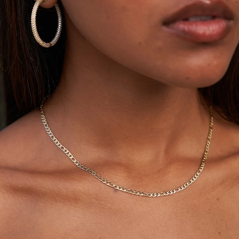 Shop Classic Women's Necklaces & Pendants with a Modern Twist-Micro Figaro Link Necklace in Yellow Gold Shop Classic Women's Necklaces & Pendants with a Modern Twist-Micro Figaro Link Necklace in Yellow Gold
