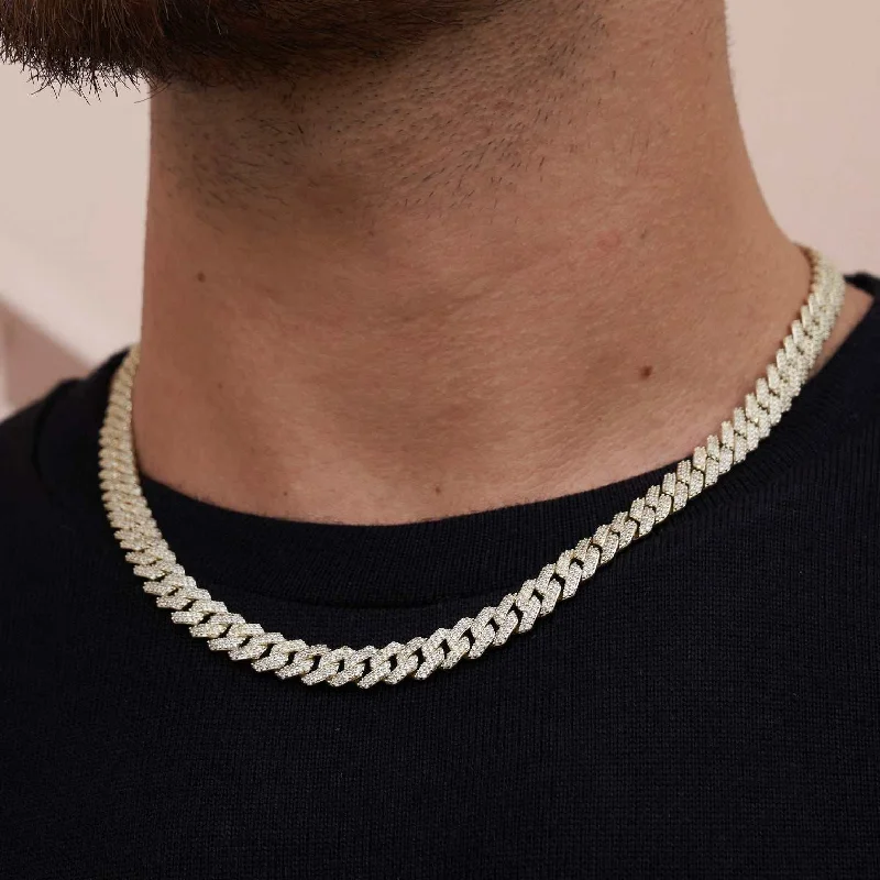 Exclusive Men's Necklaces & Pendants for the Modern Gentleman-8.5MM Diamond Prong Cuban Necklace - Yellow Gold Exclusive Men's Necklaces & Pendants for the Modern Gentleman-8.5MM Diamond Prong Cuban Necklace - Yellow Gold