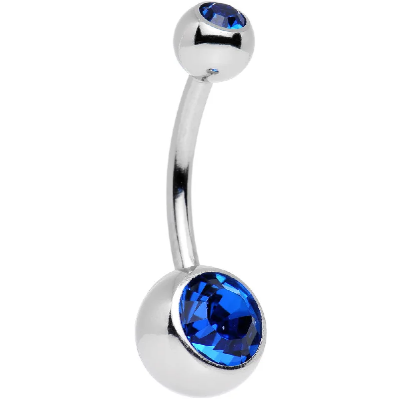 Comfortable Belly Rings for Fashionable Comfort -Capri Blue Double Gem Belly Ring Created with Crystals Comfortable Belly Rings for Fashionable Comfort -Capri Blue Double Gem Belly Ring Created with Crystals
