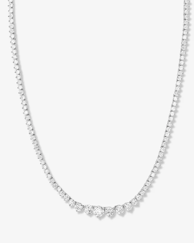 Shop Classic Women's Necklaces & Pendants with a Modern Twist-Not Your Basic Graduated Tennis Necklace 16" - Silver|White Diamondettes Shop Classic Women's Necklaces & Pendants with a Modern Twist-Not Your Basic Graduated Tennis Necklace 16" - Silver|White Diamondettes