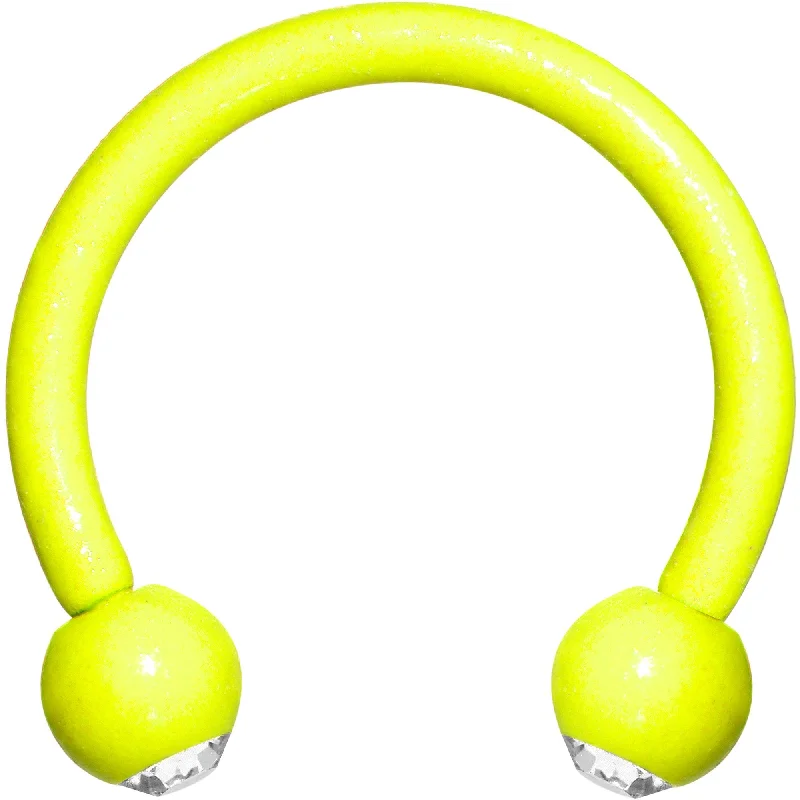Lip Rings with Beaded Details16 Gauge Clear Gem Yellow Glow in the Dark Horseshoe Circular Barbell
