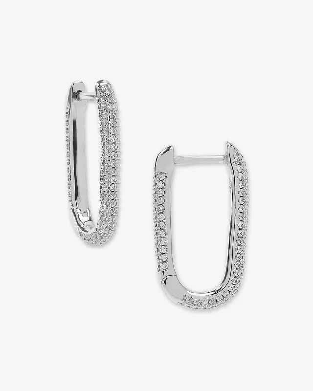 Women's Earrings – Elegant Designs for Every Personality--Carrie Pavé Chain Huggies - Silver|White Diamondettes