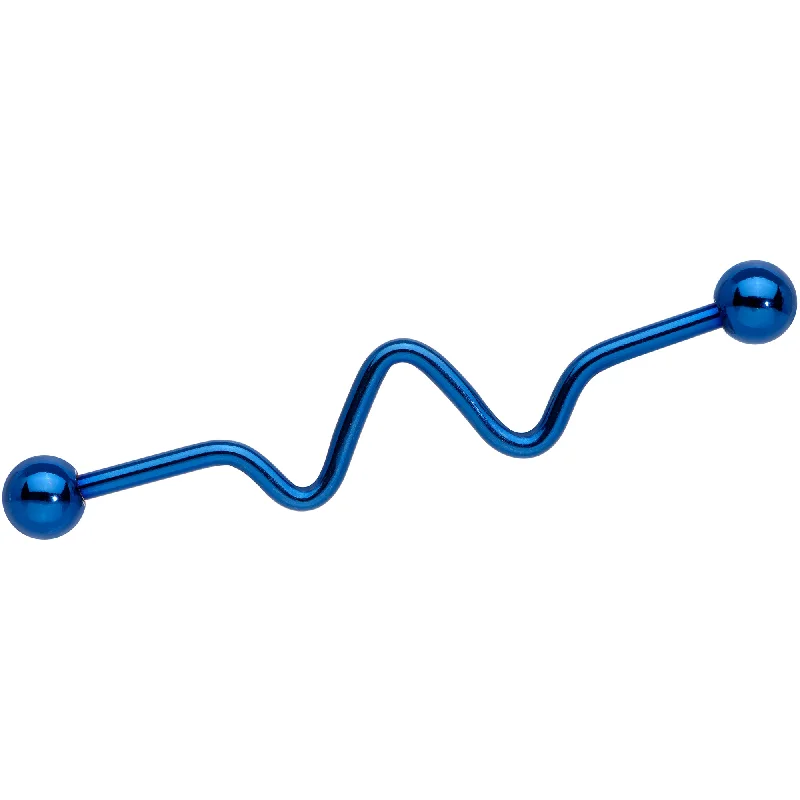 Women's Earrings – Elegant Designs for Every Personality--Wave Blue Anodized Titanium Industrial Project Bar 40mm