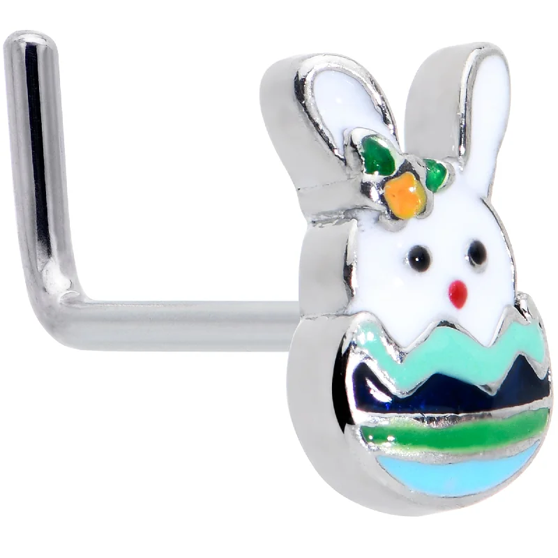 Cute Hoop Nose Rings -20 Gauge 7mm Easter Egg Bunny L Shape Nose Ring