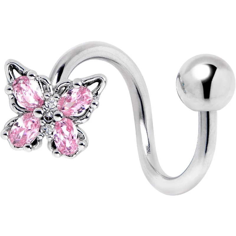Sparkling Belly Rings for a Dazzling Effect -Pink Gem Baroque Beauty Butterfly Spiral Twister Belly Ring Sparkling Belly Rings for a Dazzling Effect -Pink Gem Baroque Beauty Butterfly Spiral Twister Belly Ring