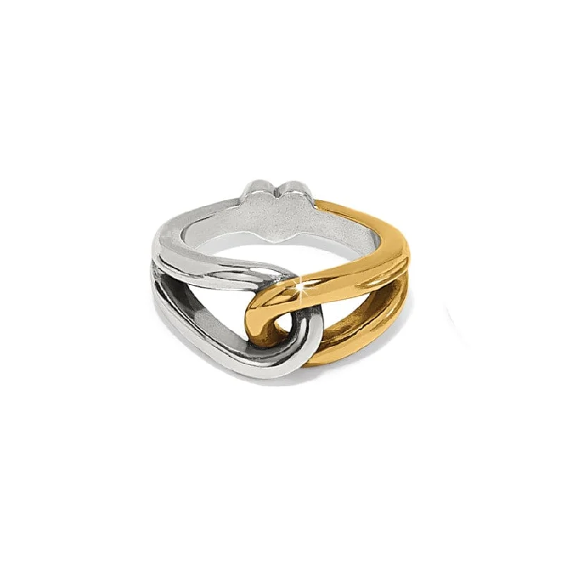 Chic Women's Rings for Fashion-Forward Looks-Interlok Curve Two Tone Ring