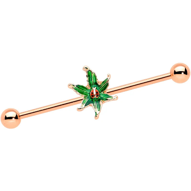 Women's Earrings – Elegant Designs for Every Personality--14 Gauge Rose Gold Tone Tiny Ladybug Leaves Industrial Barbell 38mm Women's Earrings – Elegant Designs for Every Personality--14 Gauge Rose Gold Tone Tiny Ladybug Leaves Industrial Barbell 38mm