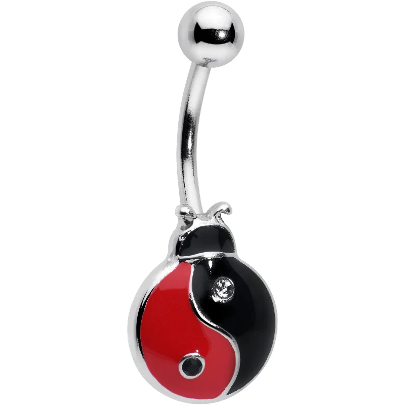 Comfortable Belly Rings for Active Fashionistas -Clear Gem Ladybug Yin Yang Belly Ring Comfortable Belly Rings for Active Fashionistas -Clear Gem Ladybug Yin Yang Belly Ring