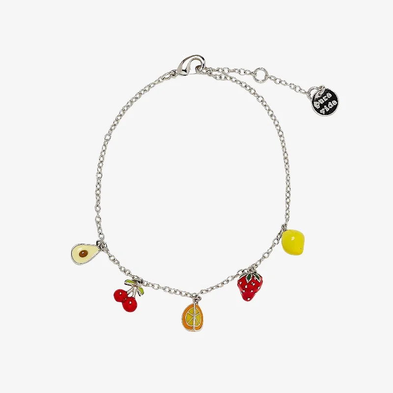Cuff Bangles with Gemstone Settings for Women-Fruit Chain Bracelet