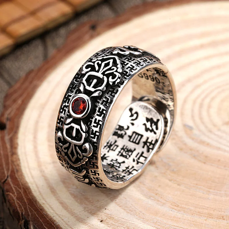 Chic Women's Rings for Fashion-Forward Looks-Buddha Stones Tibetan Ruby Copper Wealth Ring Chic Women's Rings for Fashion-Forward Looks-Buddha Stones Tibetan Ruby Copper Wealth Ring
