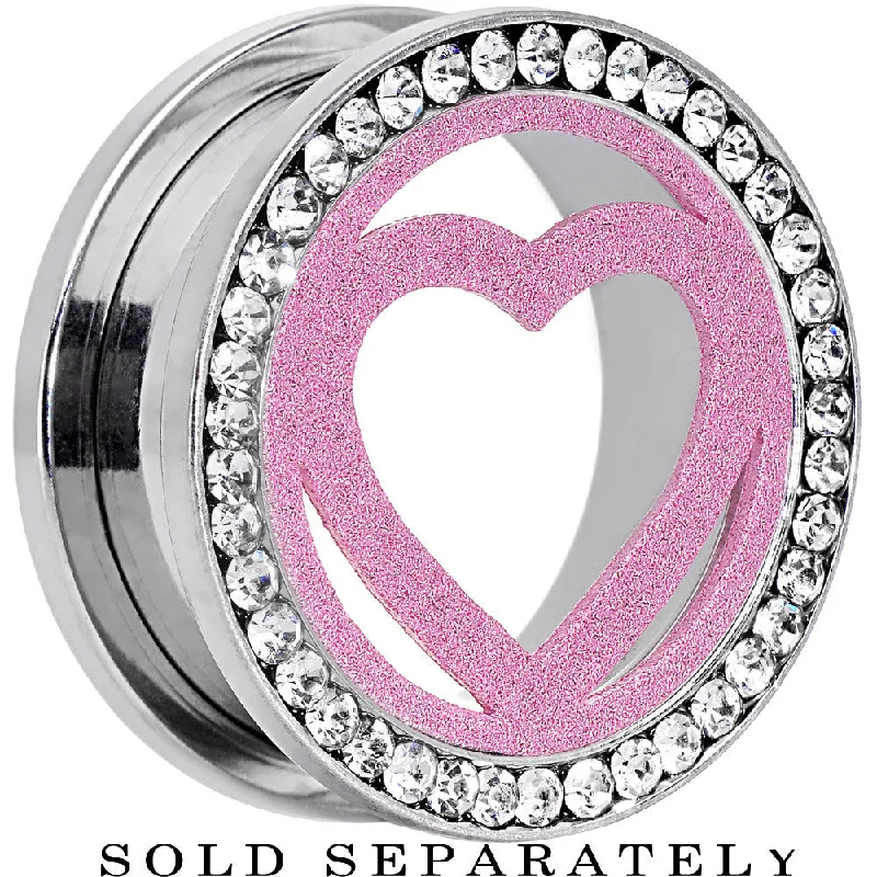 Women's Earrings – Elegant Designs for Every Personality--7/8 Stainless Steel Clear Gem Pink Heart Tunnel Plug Women's Earrings – Elegant Designs for Every Personality--7/8 Stainless Steel Clear Gem Pink Heart Tunnel Plug