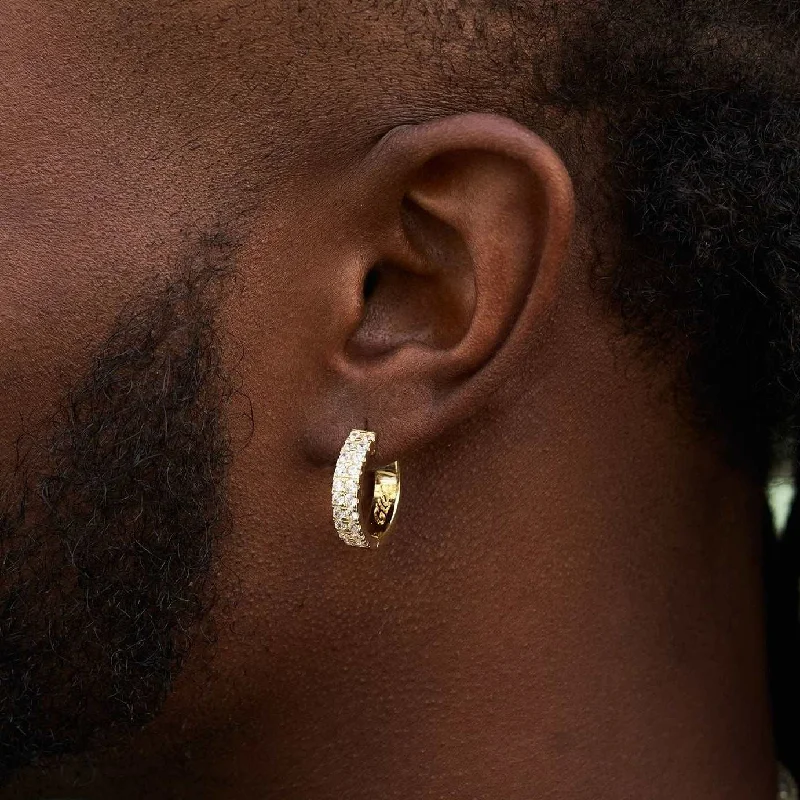 Beaded Bracelets with Silver Details for Men-Double Row Hoop Earrings