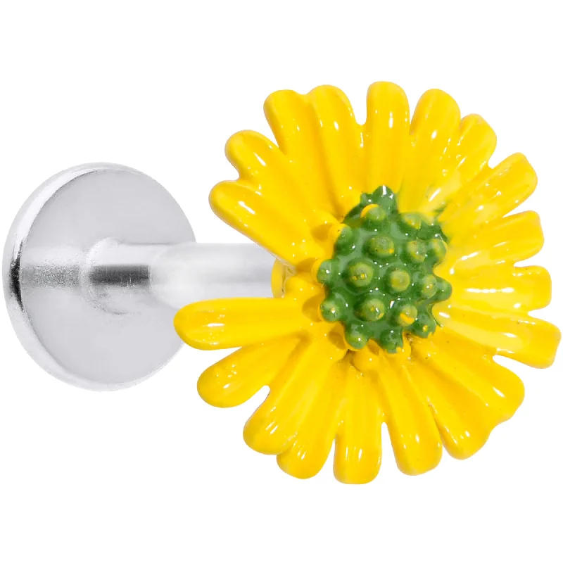 Statement Lip Rings for Trendsetters16 Gauge 5/16 Yellow Daisy Flower Labret Monroe Tragus