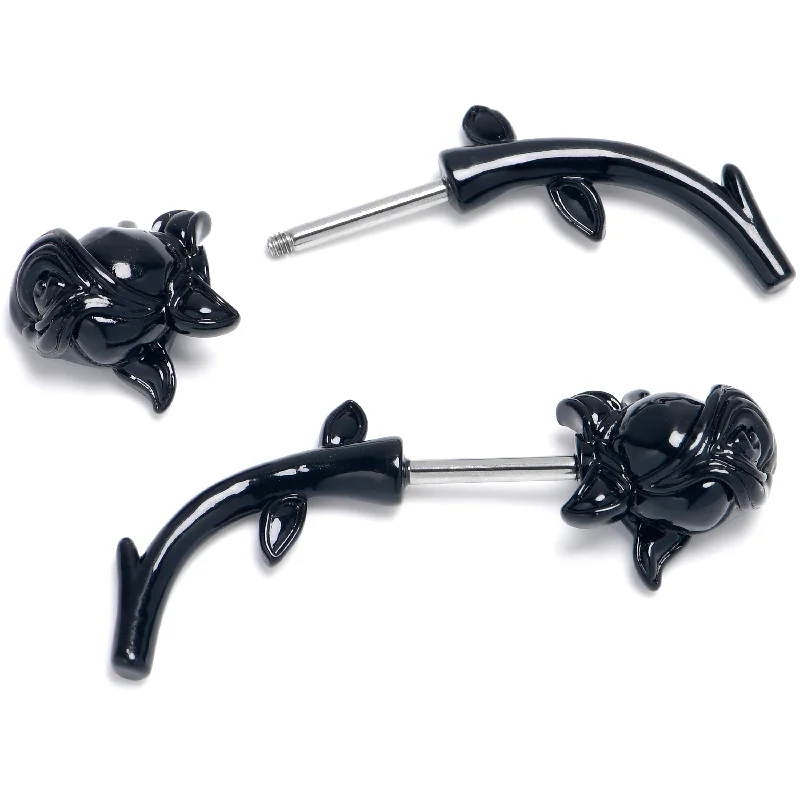 Women's Earrings – Elegant Designs for Every Personality--16 Gauge 5/16 Optical Illusion Rose Flower Black Cheater Plug Set Women's Earrings – Elegant Designs for Every Personality--16 Gauge 5/16 Optical Illusion Rose Flower Black Cheater Plug Set