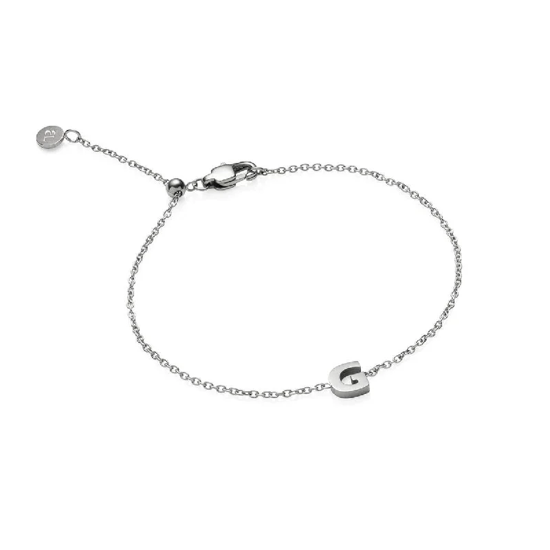 Bold Bangles for Women-Initial Bracelet (Silver)