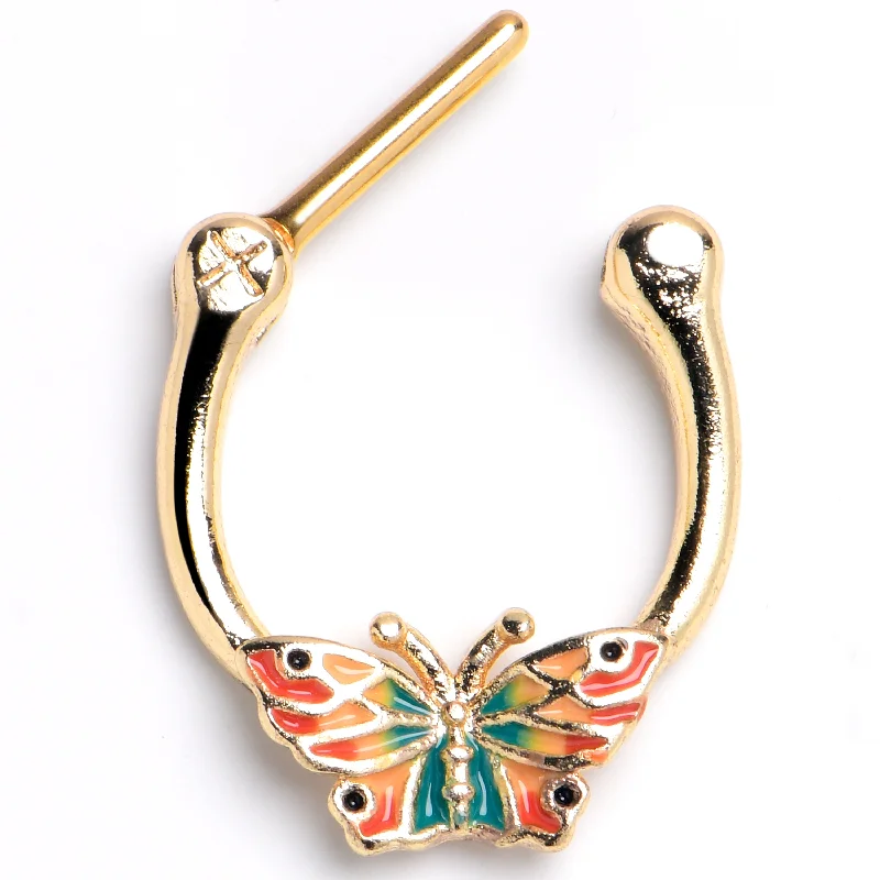 Women's Earrings – Elegant Designs for Every Personality--16 Gauge 5/16 Gold Tone Sunrise Butterfly Cartilage Clicker