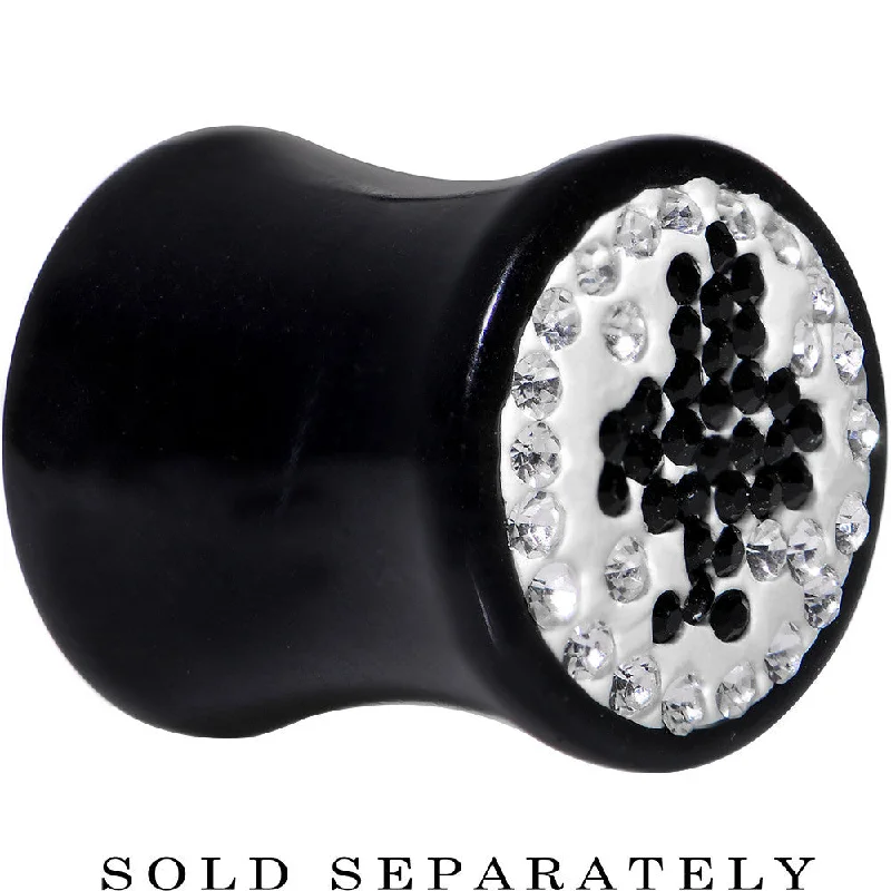 Women's Earrings – Elegant Designs for Every Personality--00 Gauge Crystal Black Club Saddle Plug