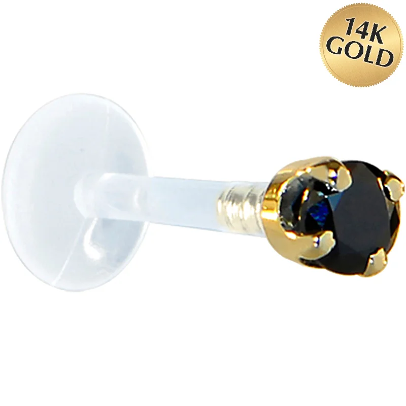 Women's Earrings – Elegant Designs for Every Personality--16 Gauge 1/4 Solid 14KT Yellow Gold 3mm Black Cubic Zirconia Bioplast Tragus Earring Stud Women's Earrings – Elegant Designs for Every Personality--16 Gauge 1/4 Solid 14KT Yellow Gold 3mm Black Cubic Zirconia Bioplast Tragus Earring Stud