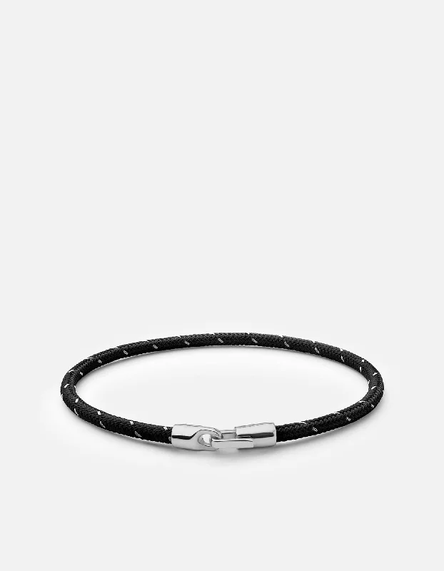 Simple Leather Bracelets for Men with Unique Charms-Cruz Rope Bracelet, Sterling Silver Simple Leather Bracelets for Men with Unique Charms-Cruz Rope Bracelet, Sterling Silver