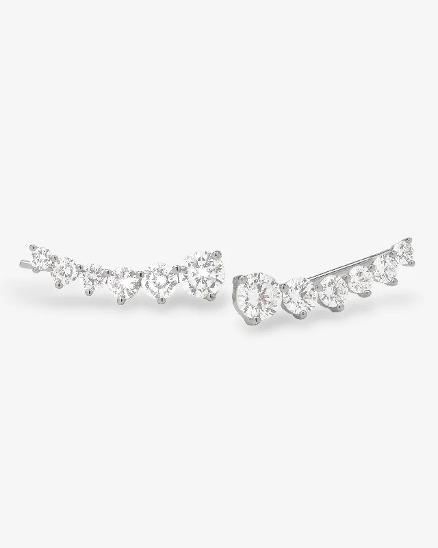 Women's Earrings – Elegant Designs for Every Personality--Not Your Basic Ear Crawler - Silver|White Diamondettes