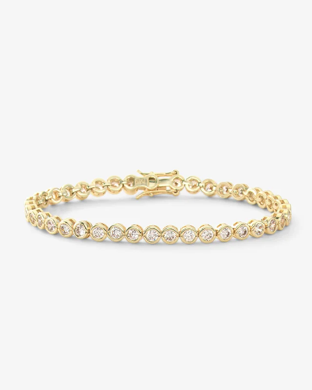Comfortable Anklets for Casual Elegance-Baroness Tennis Bracelet - Gold|White Diamondettes