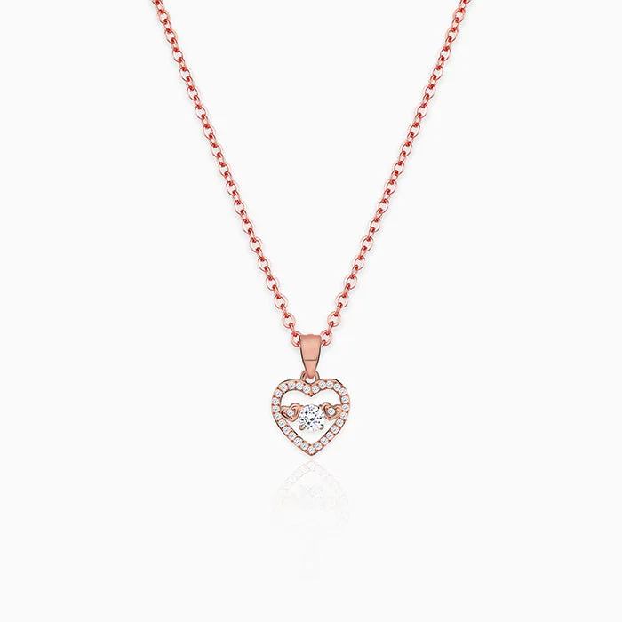 Shop Classic Women's  Necklaces & Pendants with a Modern Twist-Anushka Sharma Rose Gold Love Heart Pendant with Link Chain