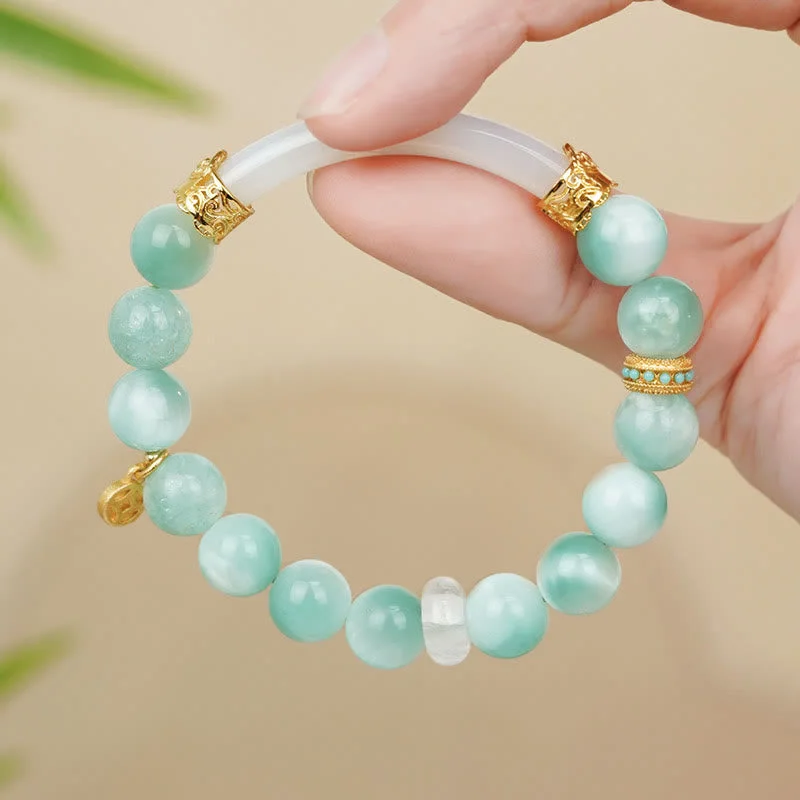 Personalized Silver Bangles for Women-Buddha Stones Natural Larimar Copper Coin Confidence Bracelet Personalized Silver Bangles for Women-Buddha Stones Natural Larimar Copper Coin Confidence Bracelet