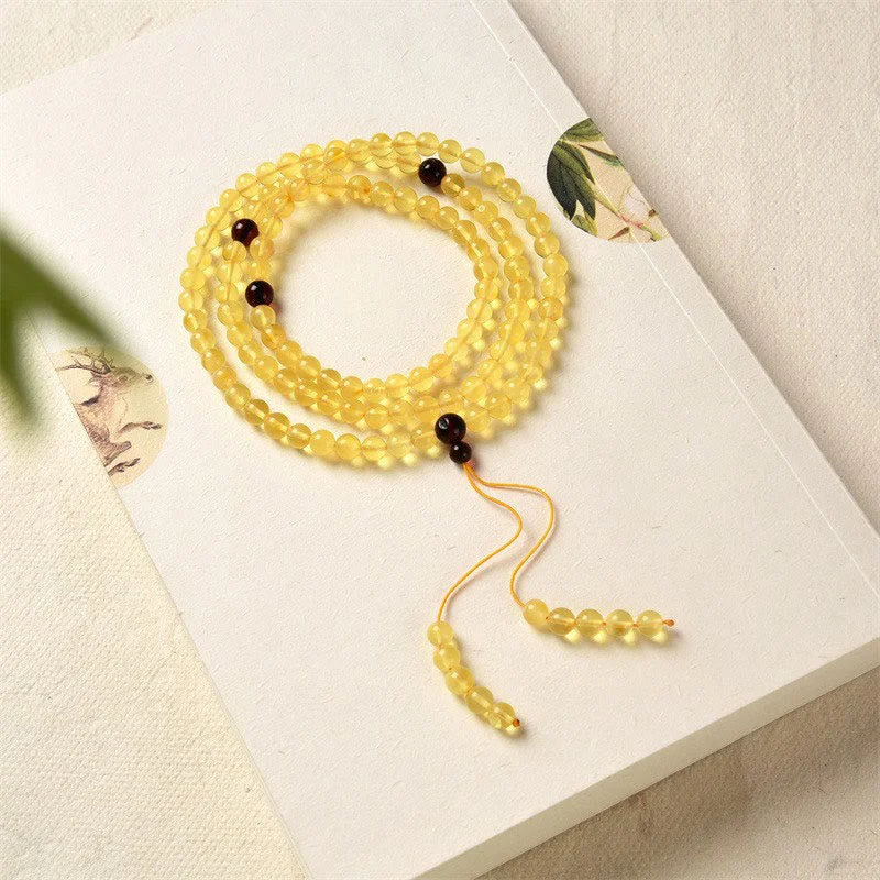 Fashionable Bracelets for Men with Nature Elements-Buddha Stones 108 Mala Beads Natural Amber Clear Anxiety Bracelet Fashionable Bracelets for Men with Nature Elements-Buddha Stones 108 Mala Beads Natural Amber Clear Anxiety Bracelet