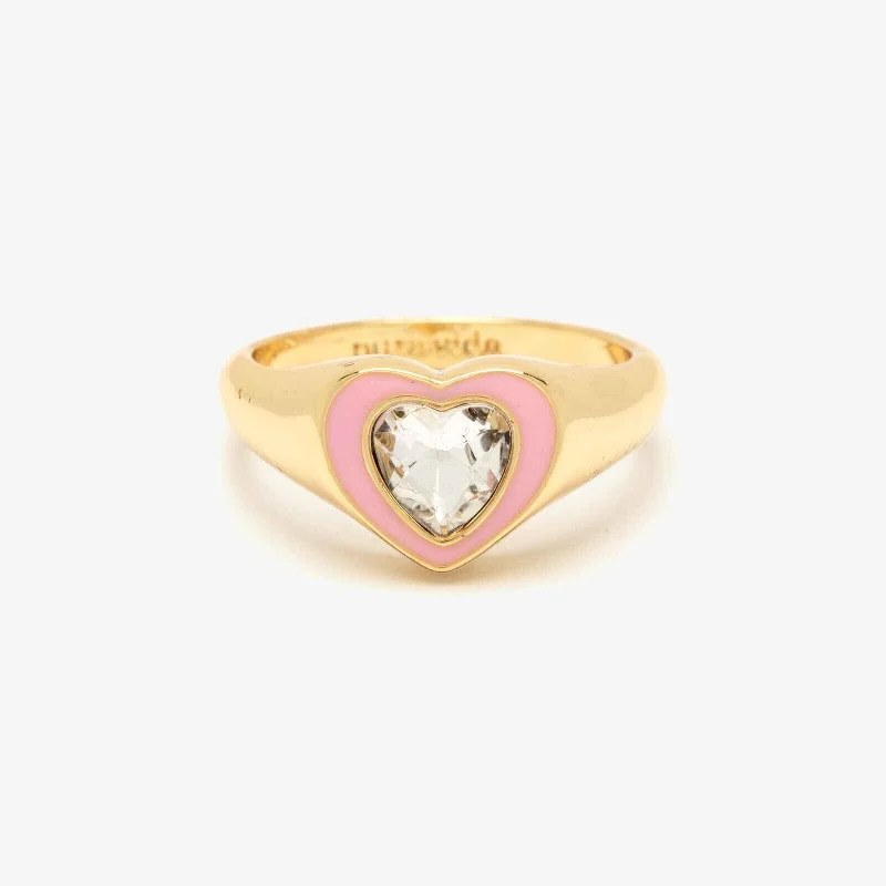 Chic Women's Rings for Fashion-Forward Looks-Stone & Enamel Heart Ring